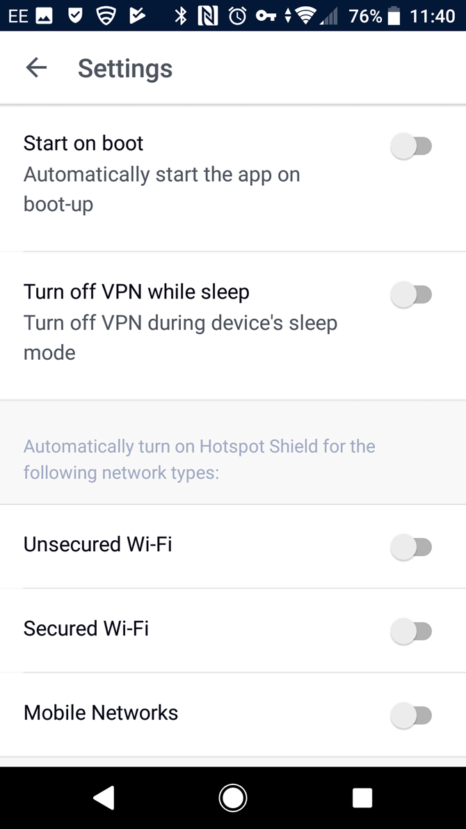 Check the Hotspot Shield settings on Android
