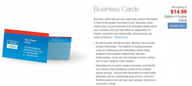 Cheap business cards from Staples