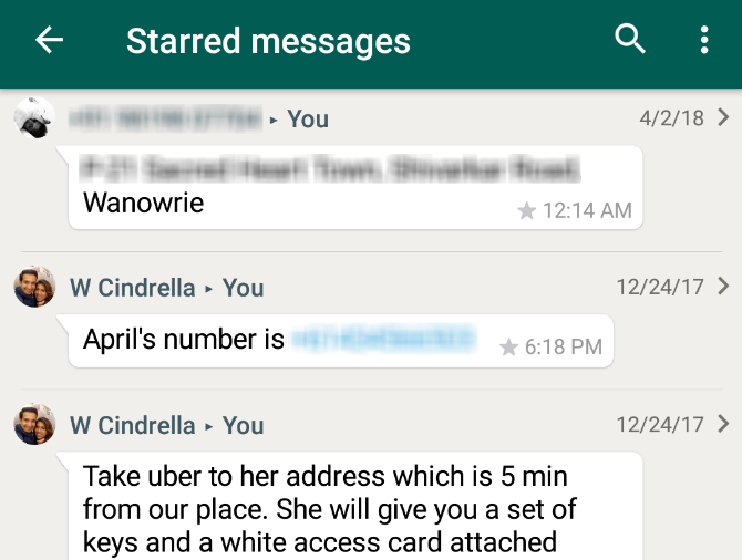whatsapp starred messages