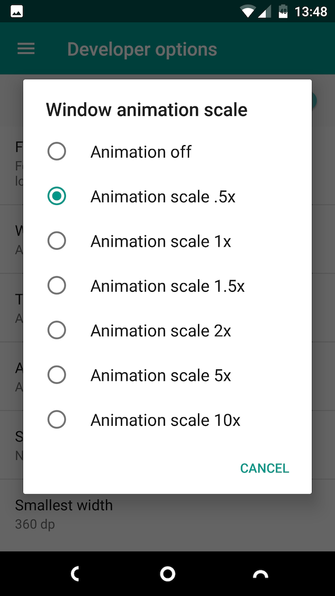 Android Window Scale Options