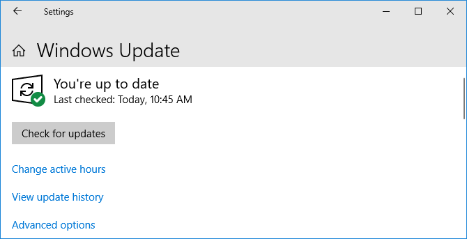 Check for updates in Windows 10