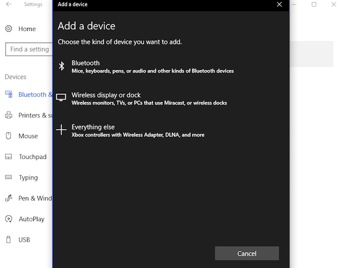 connecting to miracast windows 10
