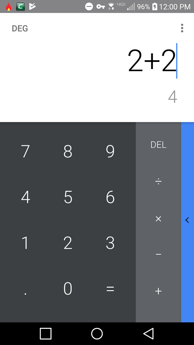 Simple equation in Google Calculator app