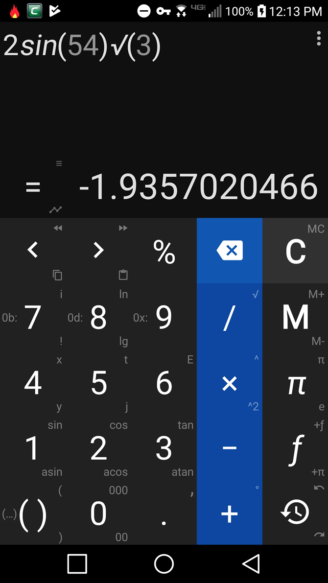 Equation in Calculator ++