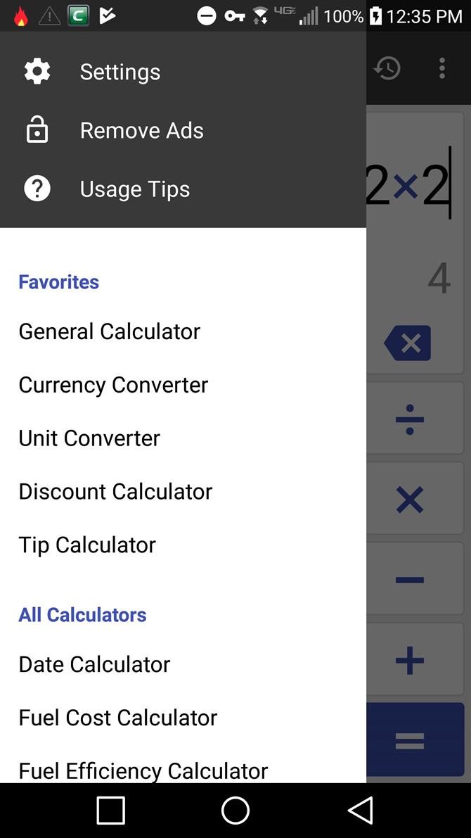 Calculator types in ClevCalc
