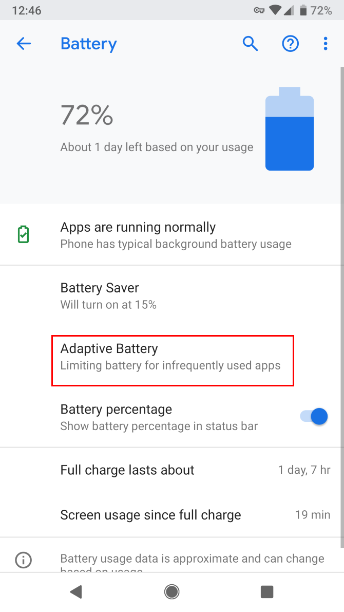 Android Battery Settings Overview