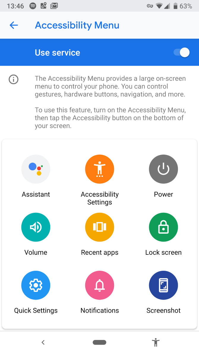 Android Pie Accessibility Menu