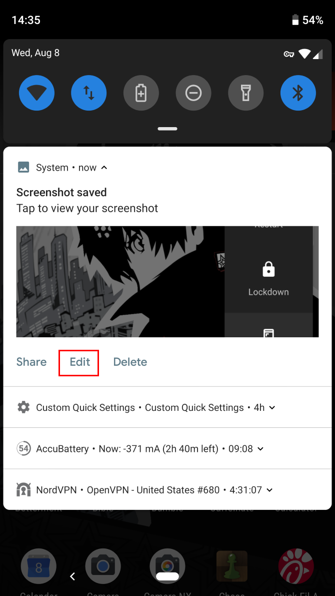 Android Pie Edit Screenshot Notification
