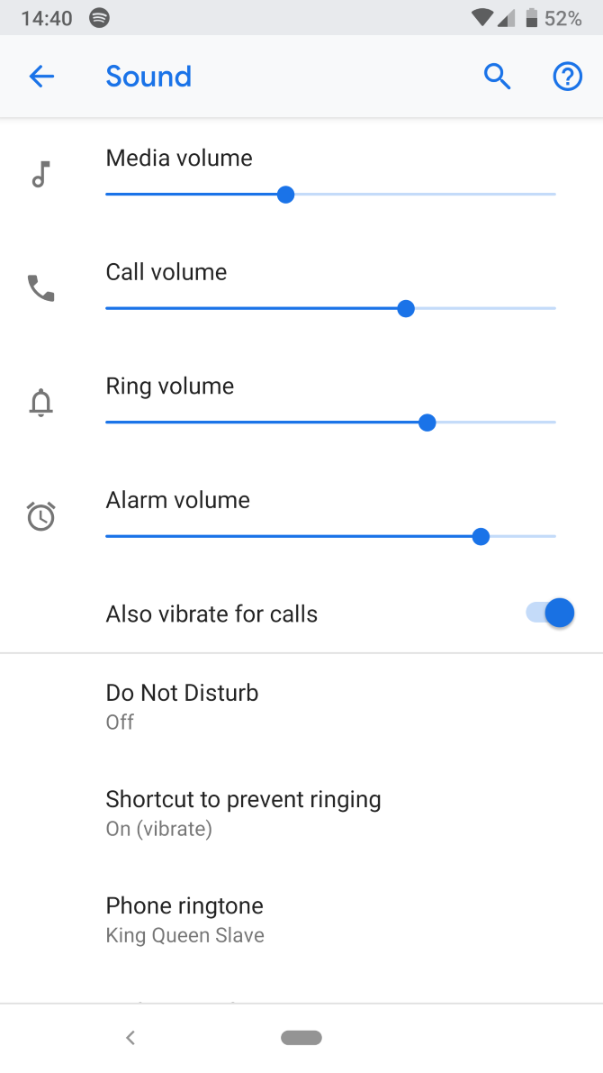 Android Pie Volume Options