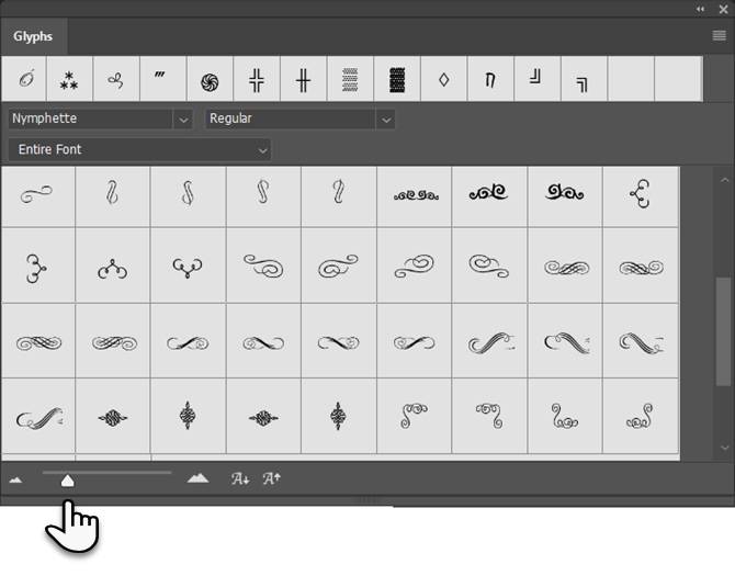 beautiful glyphs in adobe photoshop cc