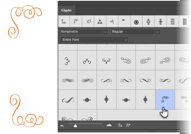 beautiful glyphs in adobe photoshop cc