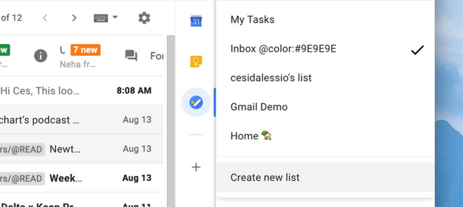 Create a new Task List - Google Tasks