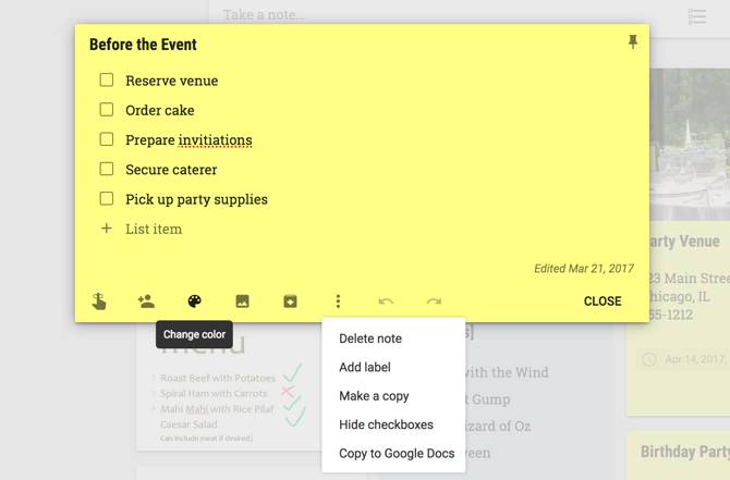 Google Keep Note Features