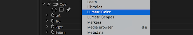 Lumetri Color menu option
