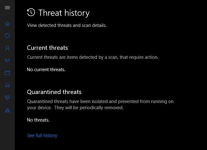 Windows Defender Threat History