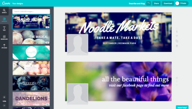 Create facebook cover photo with canva templates