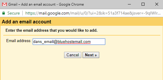 Add Bluehost mail to Gmail