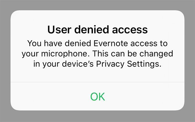 Evernote Microphone Access
