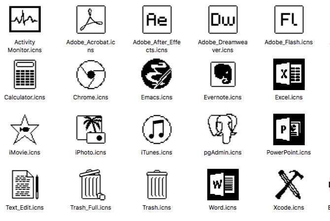 mac desktop icons letter o p x