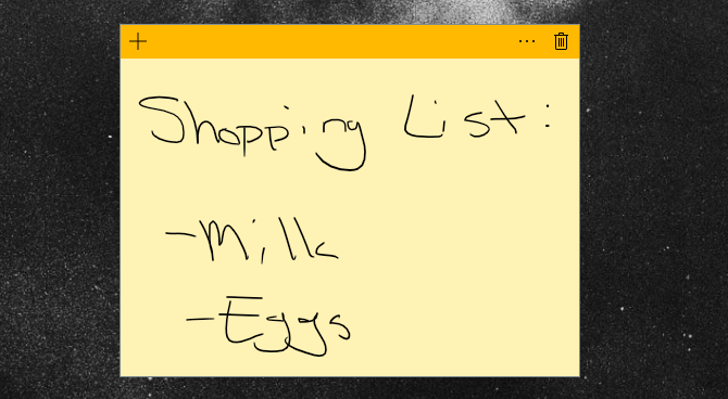 Windows 10 Handwritten sticky note