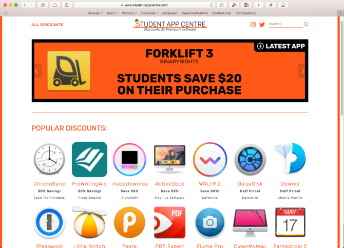 studentappcentre deals website for students