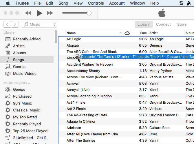 Press Alt/Option and drag an audio file into iTunes on Mac