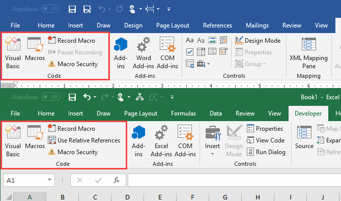 how to add developer tab in excel 2016