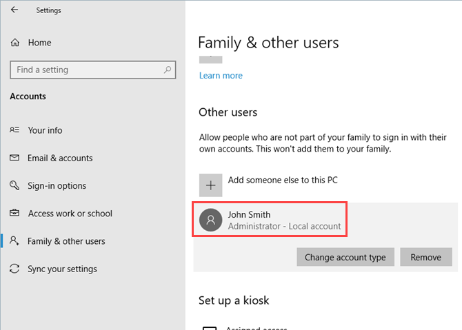 Standard account changed to an Administrator account in Windows 10