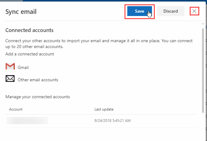 Click Save for adding an email address to Outlook.com