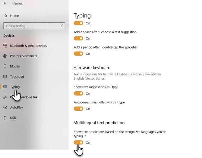 Multilingual Text Prediction in Windows 10