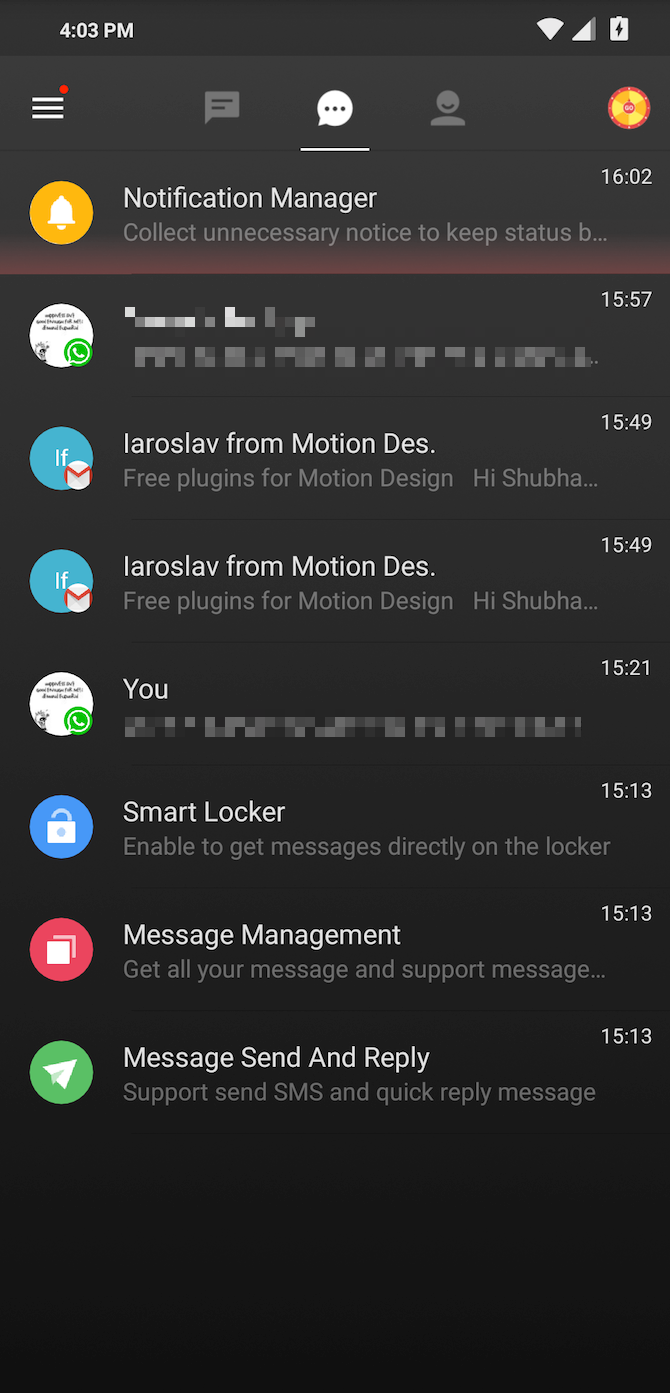 Apus Message Center Android Home Screen