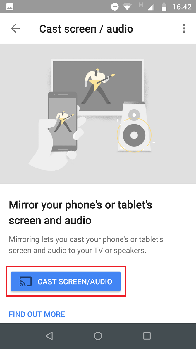 google home app cast screen or audio to chromecast