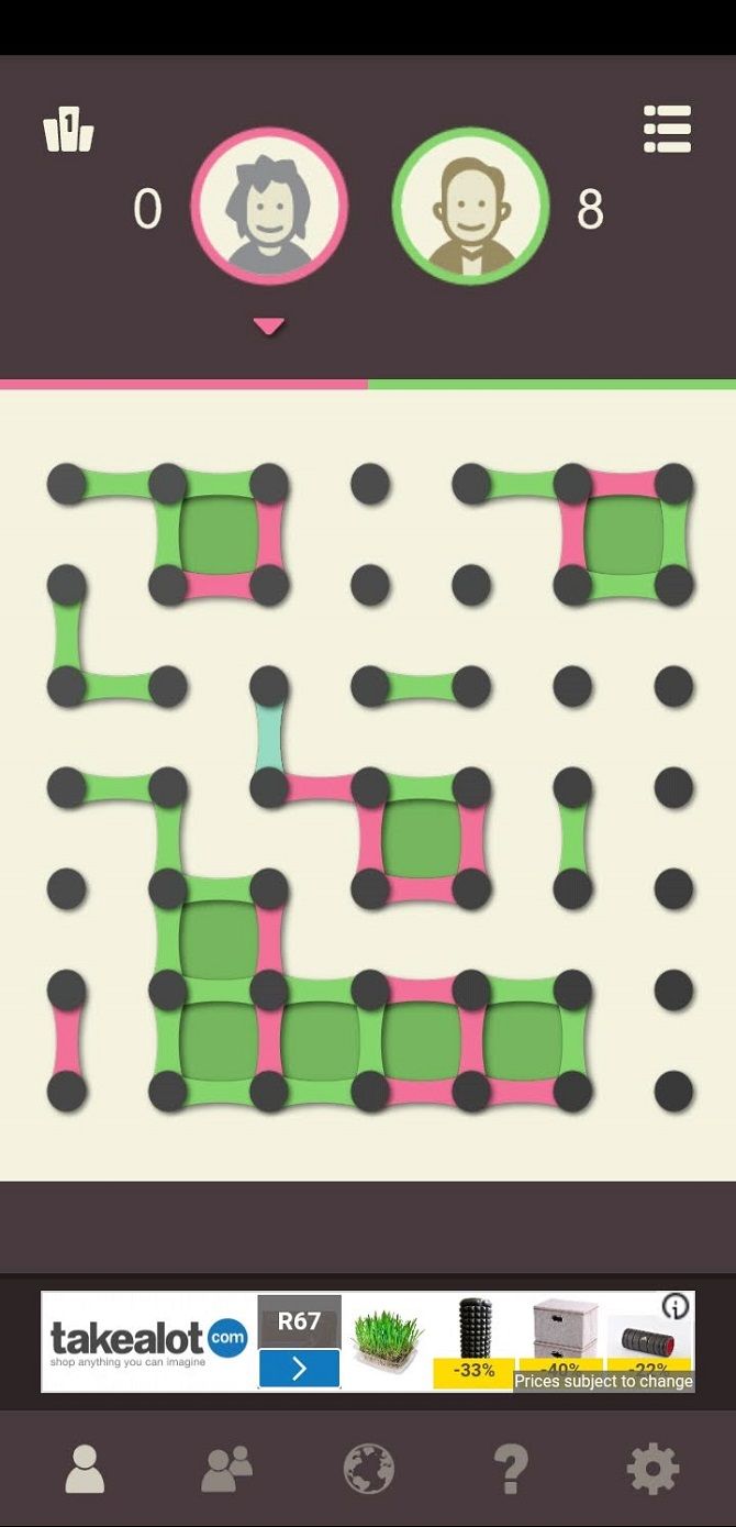 dots and boxes mobile game