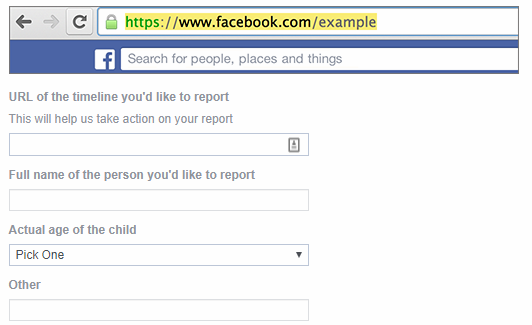 facebook report underage page