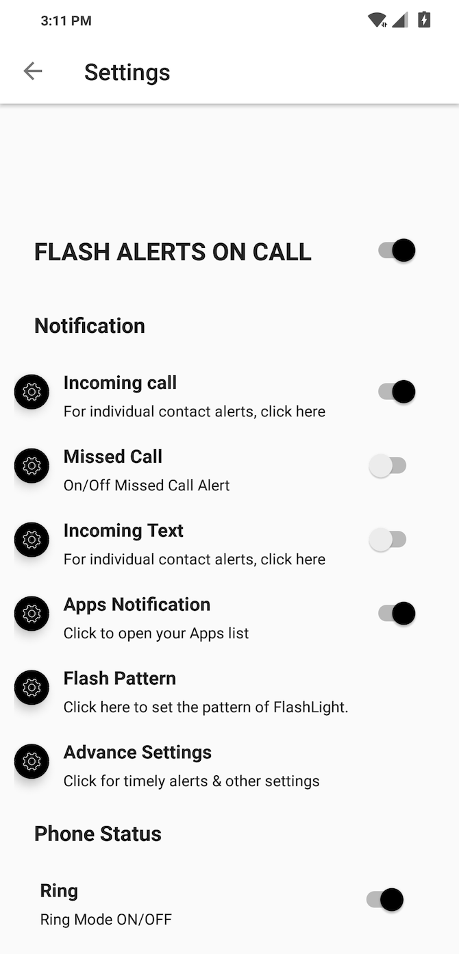 Flash Alerts Android Settings 2