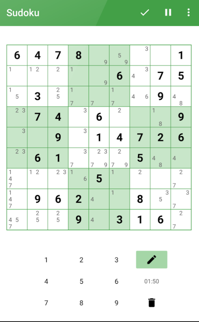 Sudoku by Fassor in action on an Android device in offline mode