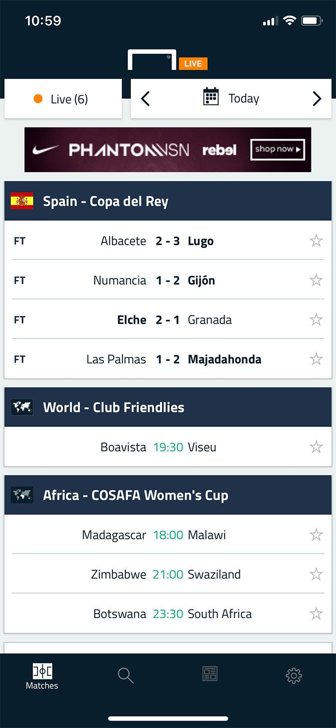 Goal Live Scores for iPhone 1