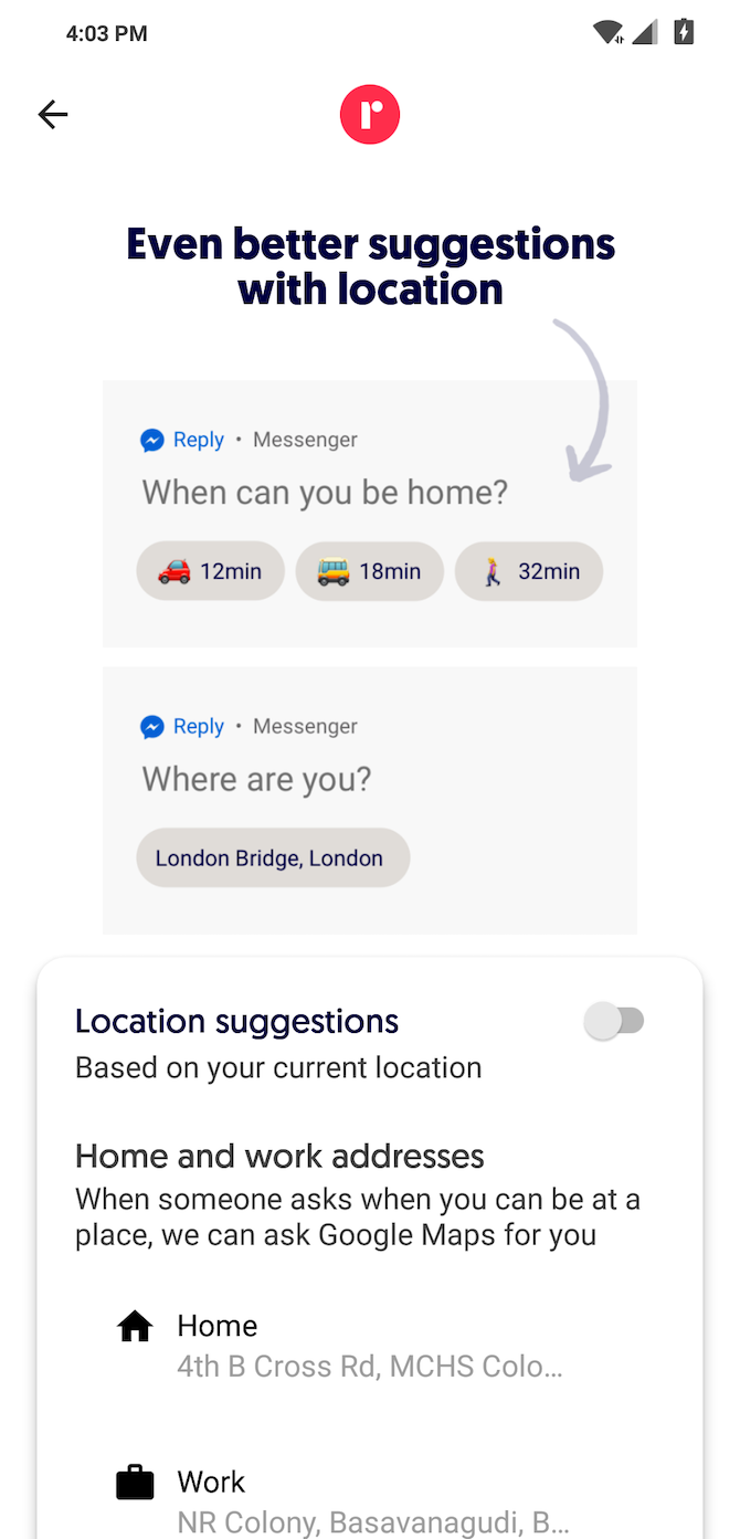 Google Reply Location Features