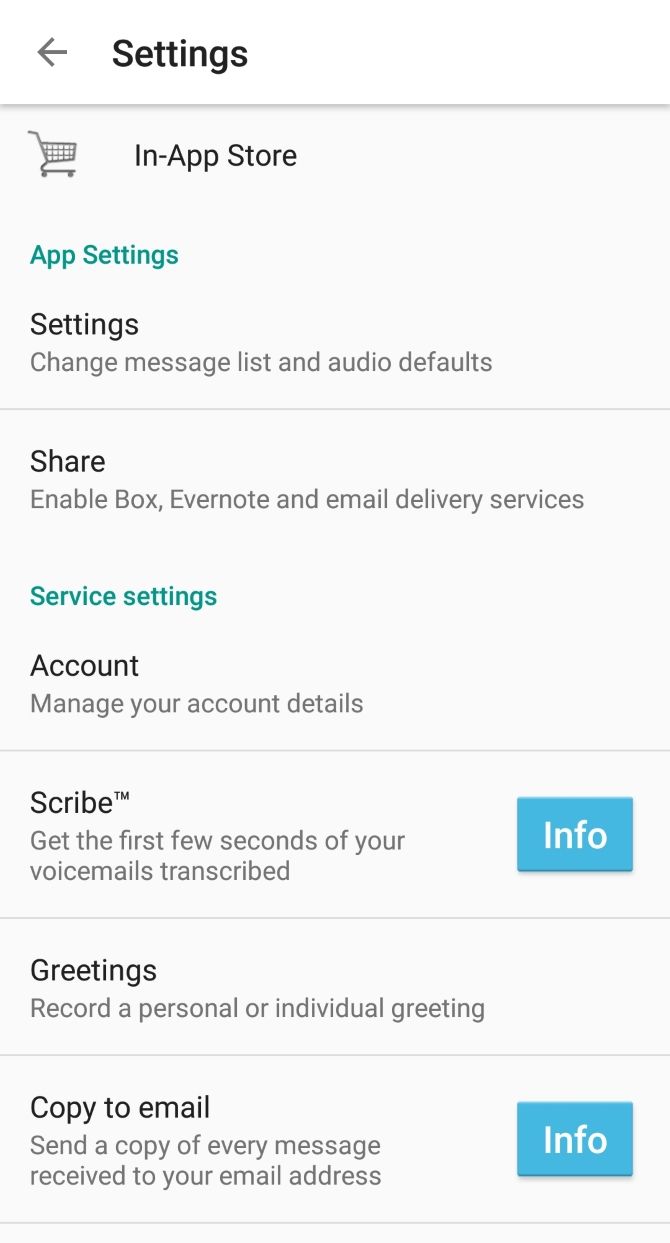 HulloMail Android Visual Voicemail Settings