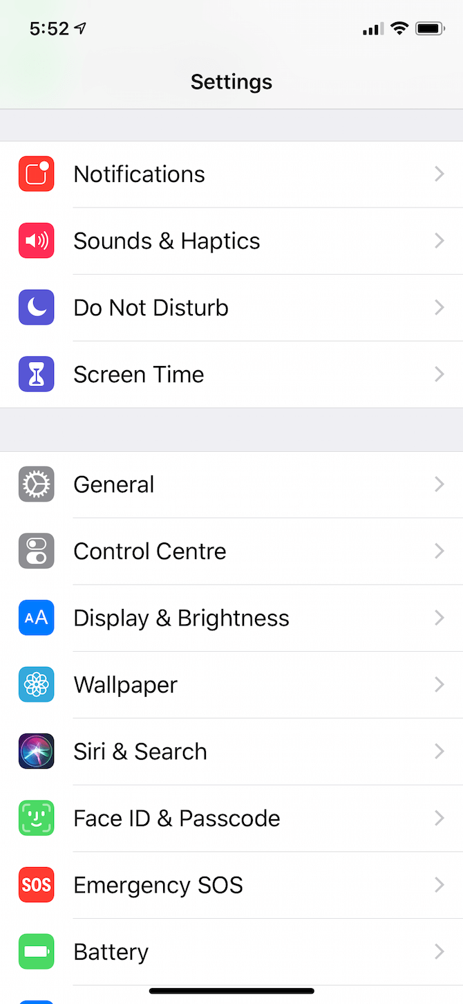 تنظیمات iOS