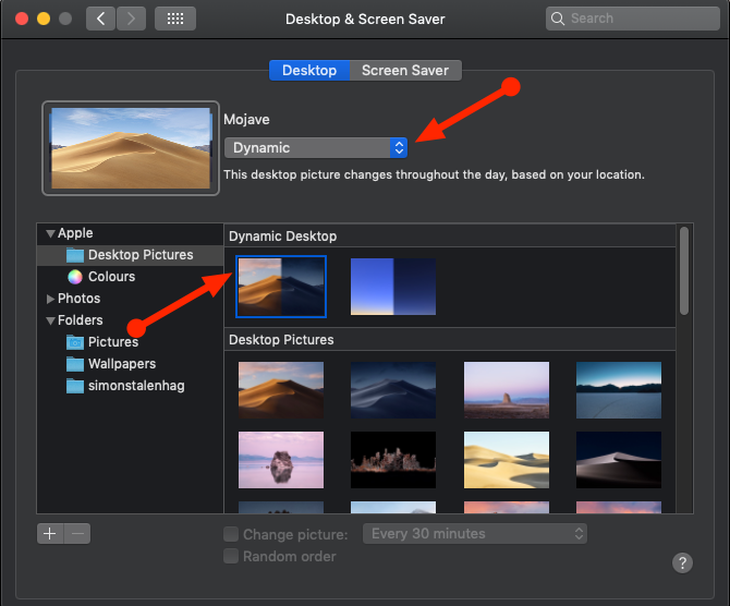 macOS Mojave Dynamic Desktop Settings