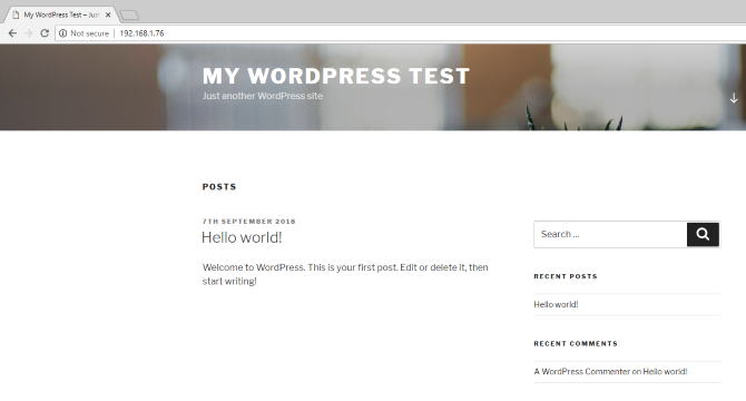 Installed WordPress site on a Raspberry Pi