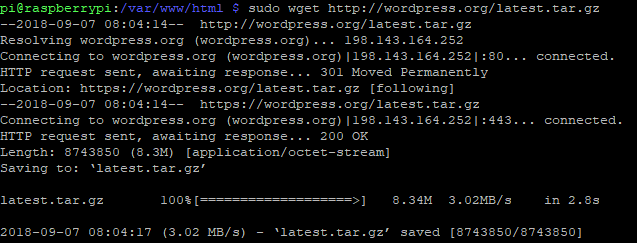 Download WordPress with wget