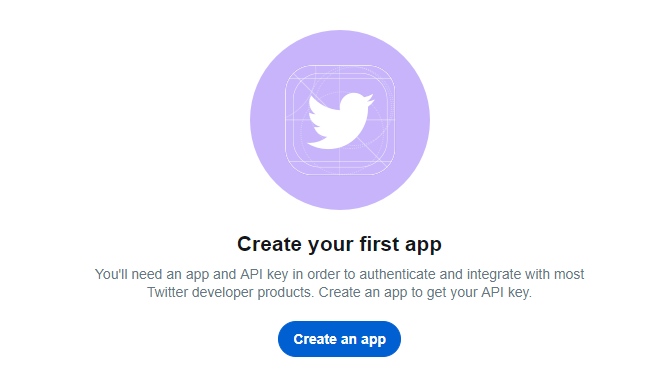 Create an app in Twitter