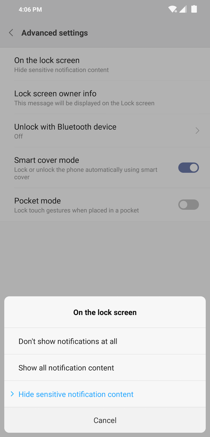 Notification Lock Screen Android Options