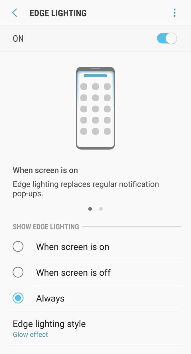 Samsung S8 edge lighting