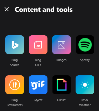 A selection of content and tools available for Skype