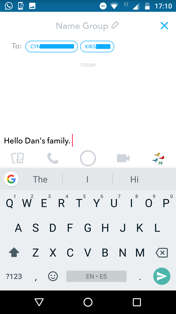 snapchat group chat example message