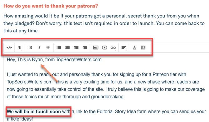 patreon thanks email