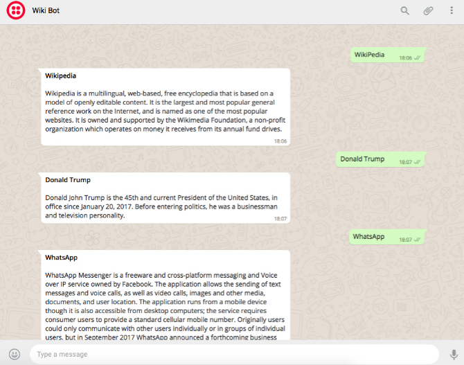 WikiBot looks up Wikipedia defnitions on Whatsapp